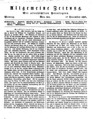 Allgemeine Zeitung Montag 17. Dezember 1827