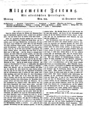 Allgemeine Zeitung Montag 24. Dezember 1827