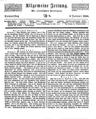 Allgemeine Zeitung Donnerstag 9. Januar 1834