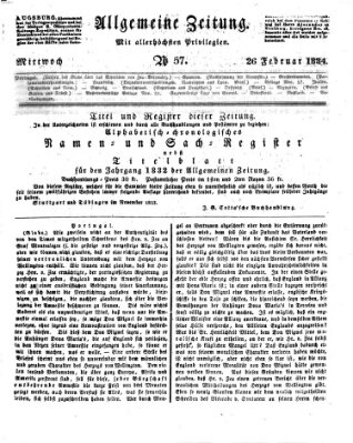 Allgemeine Zeitung Mittwoch 26. Februar 1834