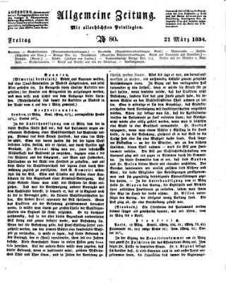 Allgemeine Zeitung Freitag 21. März 1834