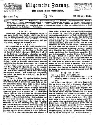 Allgemeine Zeitung Donnerstag 27. März 1834