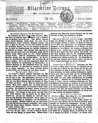 Allgemeine Zeitung Dienstag 1. April 1834