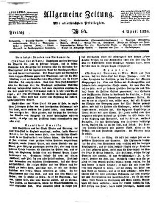 Allgemeine Zeitung Freitag 4. April 1834