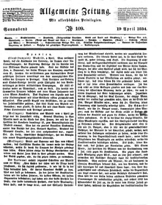 Allgemeine Zeitung Samstag 19. April 1834