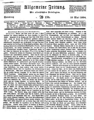 Allgemeine Zeitung Sonntag 18. Mai 1834