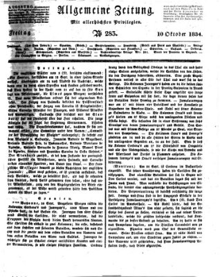 Allgemeine Zeitung Freitag 10. Oktober 1834