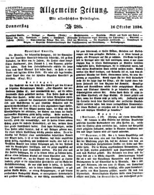 Allgemeine Zeitung Donnerstag 16. Oktober 1834