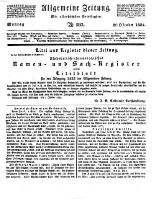 Allgemeine Zeitung Montag 20. Oktober 1834