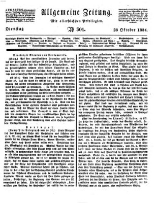 Allgemeine Zeitung Dienstag 28. Oktober 1834
