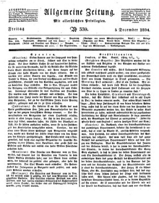 Allgemeine Zeitung Freitag 5. Dezember 1834