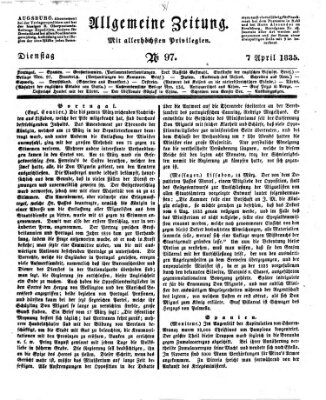 Allgemeine Zeitung Dienstag 7. April 1835