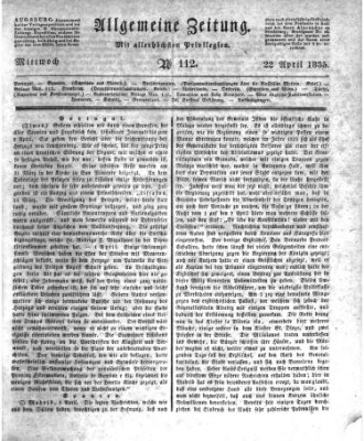 Allgemeine Zeitung Mittwoch 22. April 1835