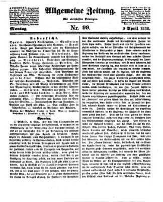 Allgemeine Zeitung Montag 9. April 1838