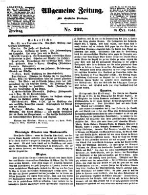 Allgemeine Zeitung Freitag 18. Oktober 1844