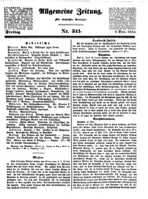 Allgemeine Zeitung Freitag 6. Dezember 1844