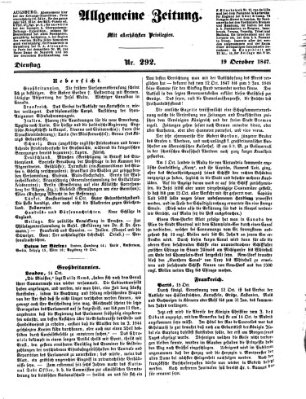 Allgemeine Zeitung Dienstag 19. Oktober 1847