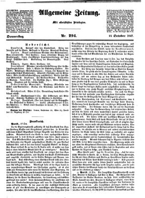 Allgemeine Zeitung Donnerstag 21. Oktober 1847