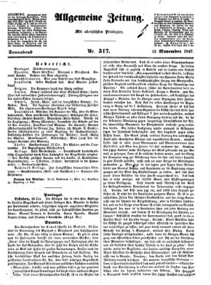 Allgemeine Zeitung Samstag 13. November 1847