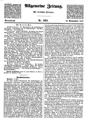 Allgemeine Zeitung Samstag 20. November 1847