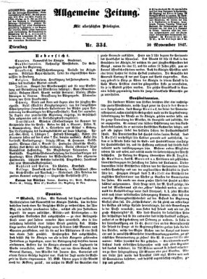 Allgemeine Zeitung Dienstag 30. November 1847