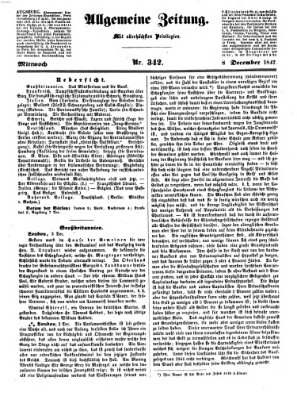 Allgemeine Zeitung Mittwoch 8. Dezember 1847