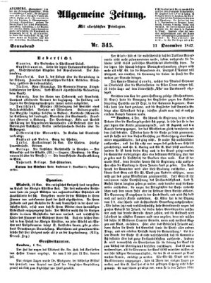 Allgemeine Zeitung Samstag 11. Dezember 1847