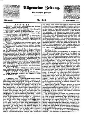 Allgemeine Zeitung Mittwoch 15. Dezember 1847