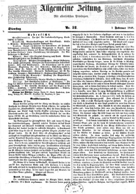 Allgemeine Zeitung Dienstag 1. Februar 1848