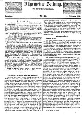 Allgemeine Zeitung Dienstag 22. Februar 1848