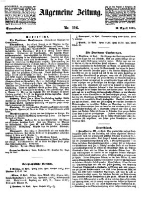 Allgemeine Zeitung Samstag 26. April 1851