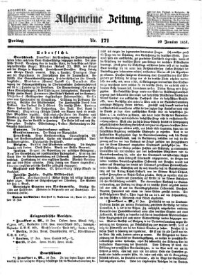 Allgemeine Zeitung Freitag 20. Juni 1851