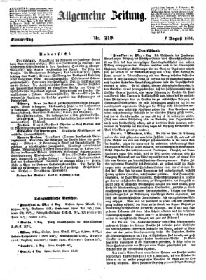 Allgemeine Zeitung Donnerstag 7. August 1851