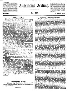Allgemeine Zeitung Montag 25. August 1851