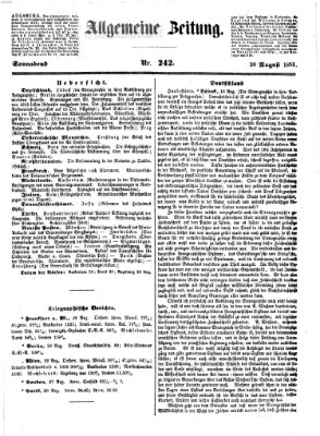 Allgemeine Zeitung Samstag 30. August 1851