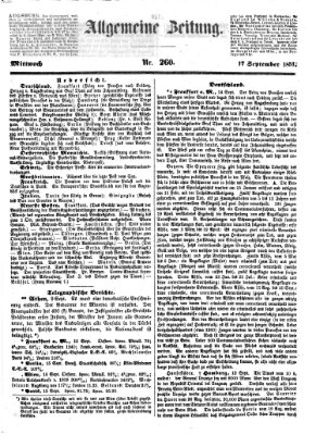 Allgemeine Zeitung Mittwoch 17. September 1851