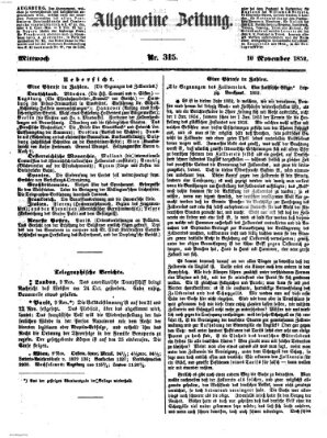Allgemeine Zeitung Mittwoch 10. November 1852
