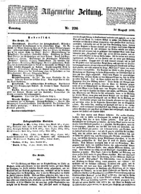 Allgemeine Zeitung Sonntag 14. August 1853