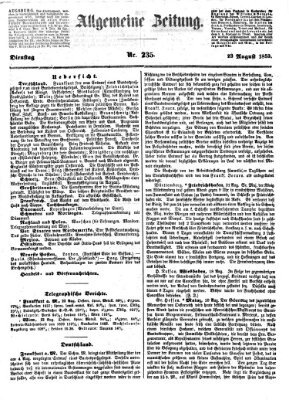 Allgemeine Zeitung Dienstag 23. August 1853