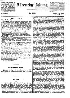 Allgemeine Zeitung Samstag 27. August 1853