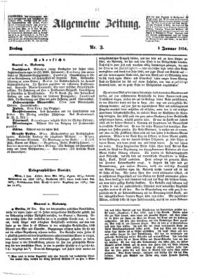 Allgemeine Zeitung Dienstag 3. Januar 1854