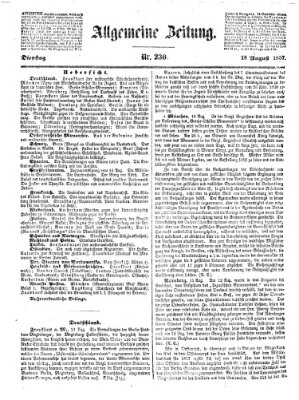 Allgemeine Zeitung Dienstag 18. August 1857