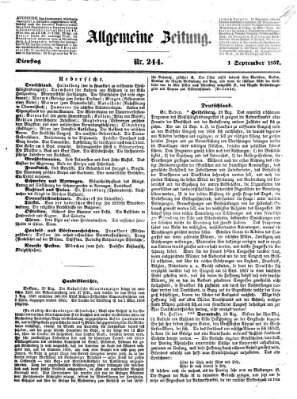 Allgemeine Zeitung Dienstag 1. September 1857