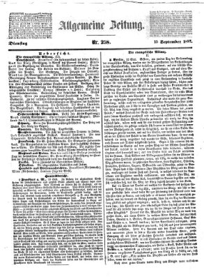Allgemeine Zeitung Dienstag 15. September 1857
