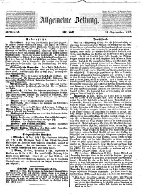 Allgemeine Zeitung Mittwoch 16. September 1857