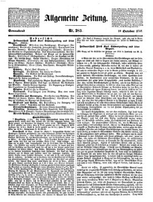 Allgemeine Zeitung Samstag 10. Oktober 1857