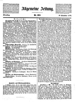 Allgemeine Zeitung Dienstag 20. Oktober 1857