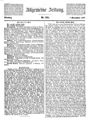 Allgemeine Zeitung Dienstag 1. Dezember 1857