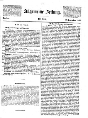 Allgemeine Zeitung Freitag 11. Dezember 1857