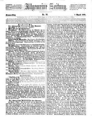 Allgemeine Zeitung Donnerstag 5. April 1860